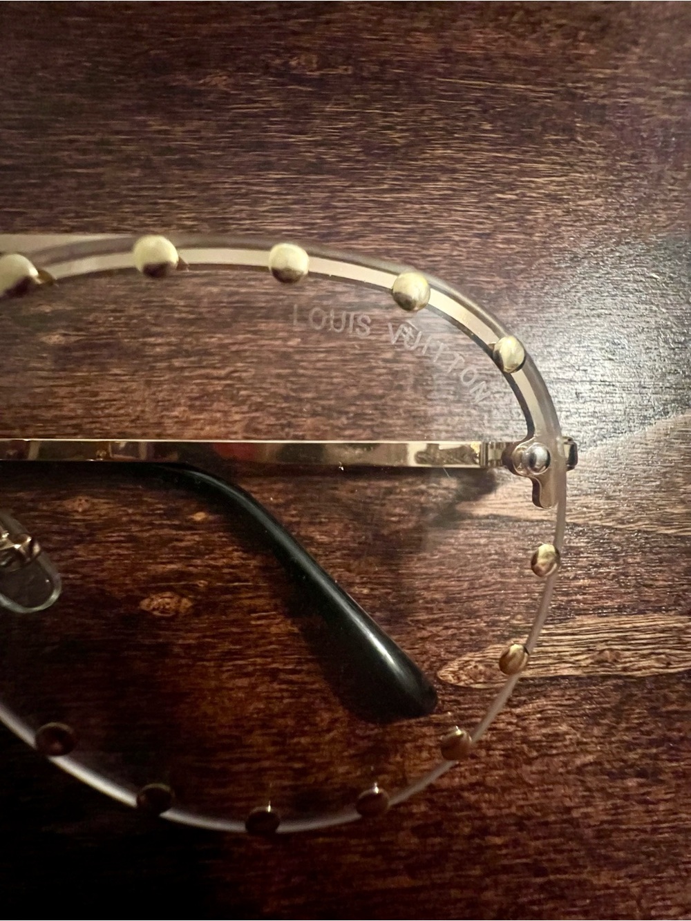 Gold-Tone frame studded Aviator style clear lens fashion glasses - Picture 4 of 9